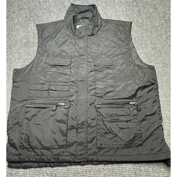 Ivy Crew Vest Mens 2XL Black Multi Pocket Utility Outdoor Nylon Puffer Jacket - Picture 1 of 6